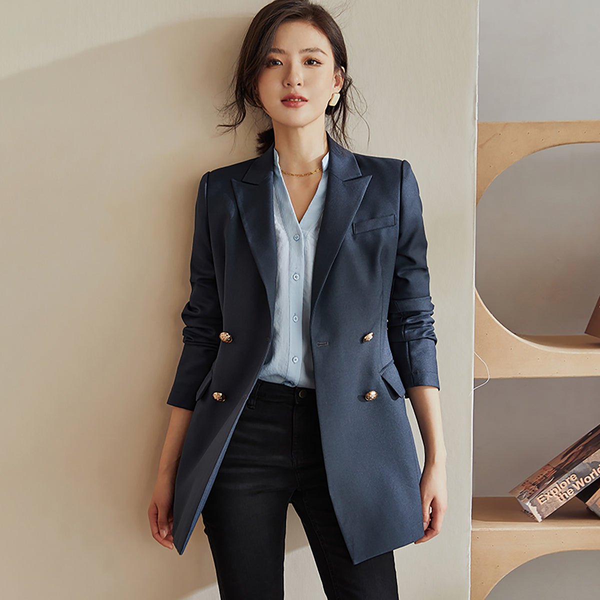 Timeless Modern Blazer in Navy   0cm