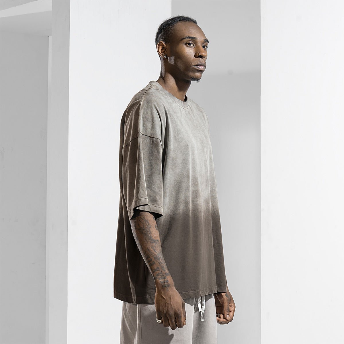 Times Drifter Distressed Effect Gradient Mocha Tee   0cm