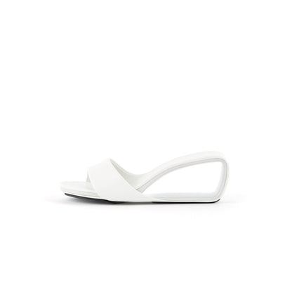 TIMO Hollow Low Heel White Mules - 0cm