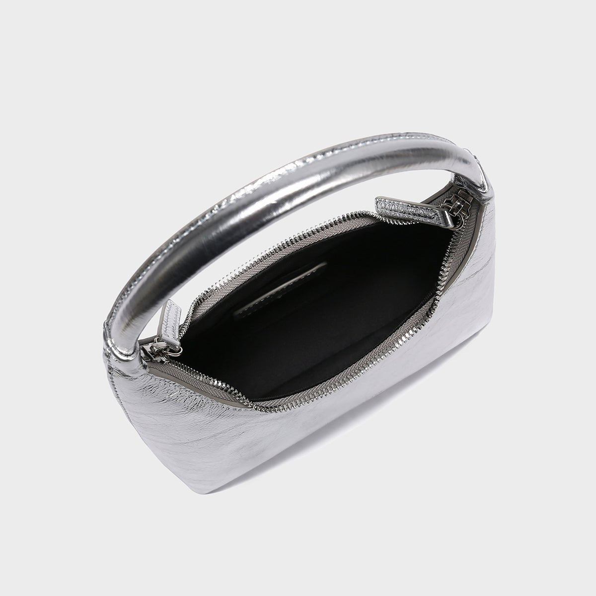 Toni Mini Strap Metallic Silver Top Handle Hobo Bag - 0cm