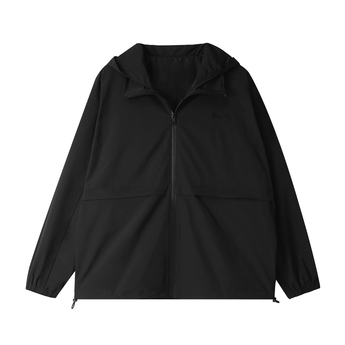 Transport Relaxed Fit Hooded Black Windbreaker Jacket   0cm