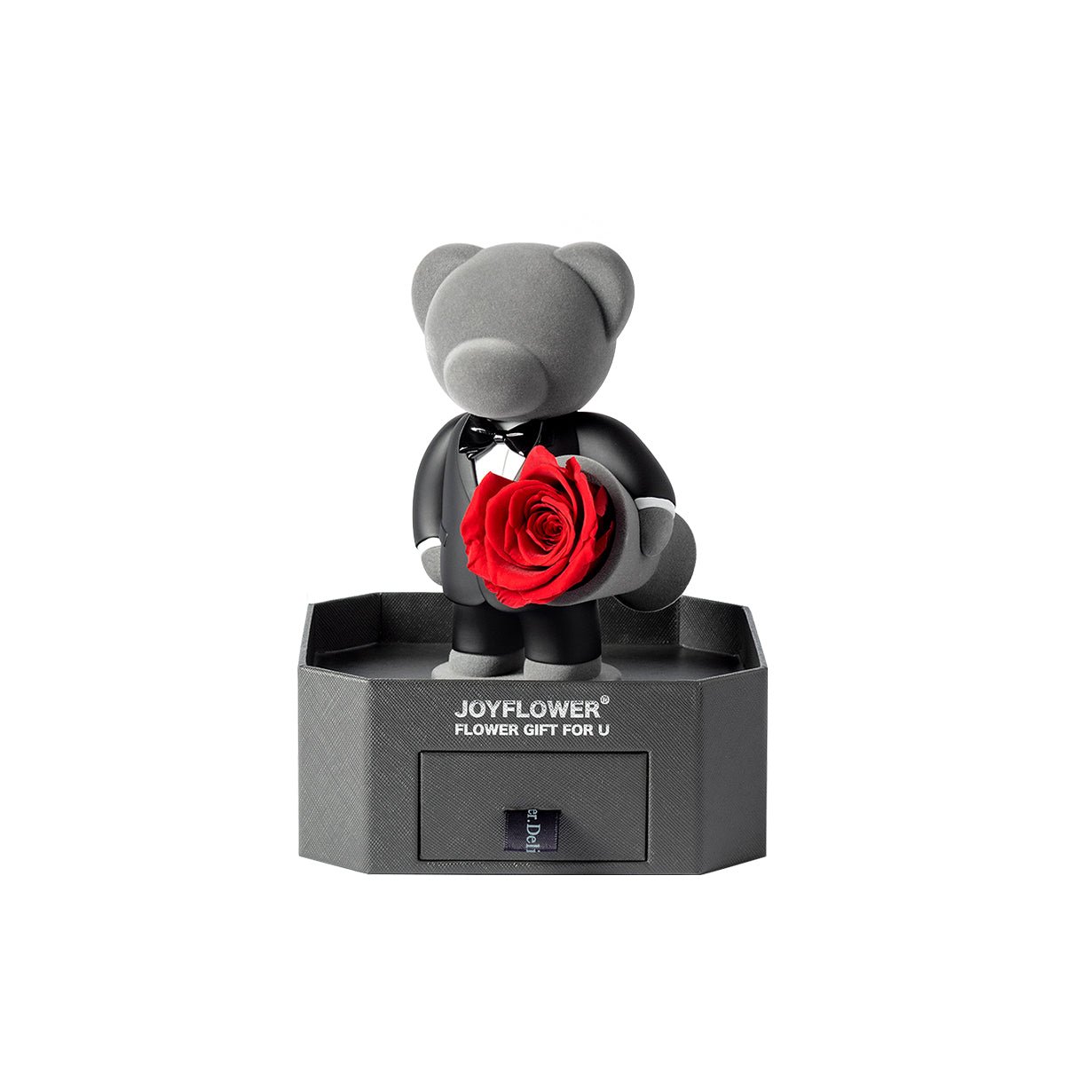 "Treat You With Gentlemanly Affection" Eternal Flowers Rose Teddy Bear Acrylic Gift Box Set   0cm