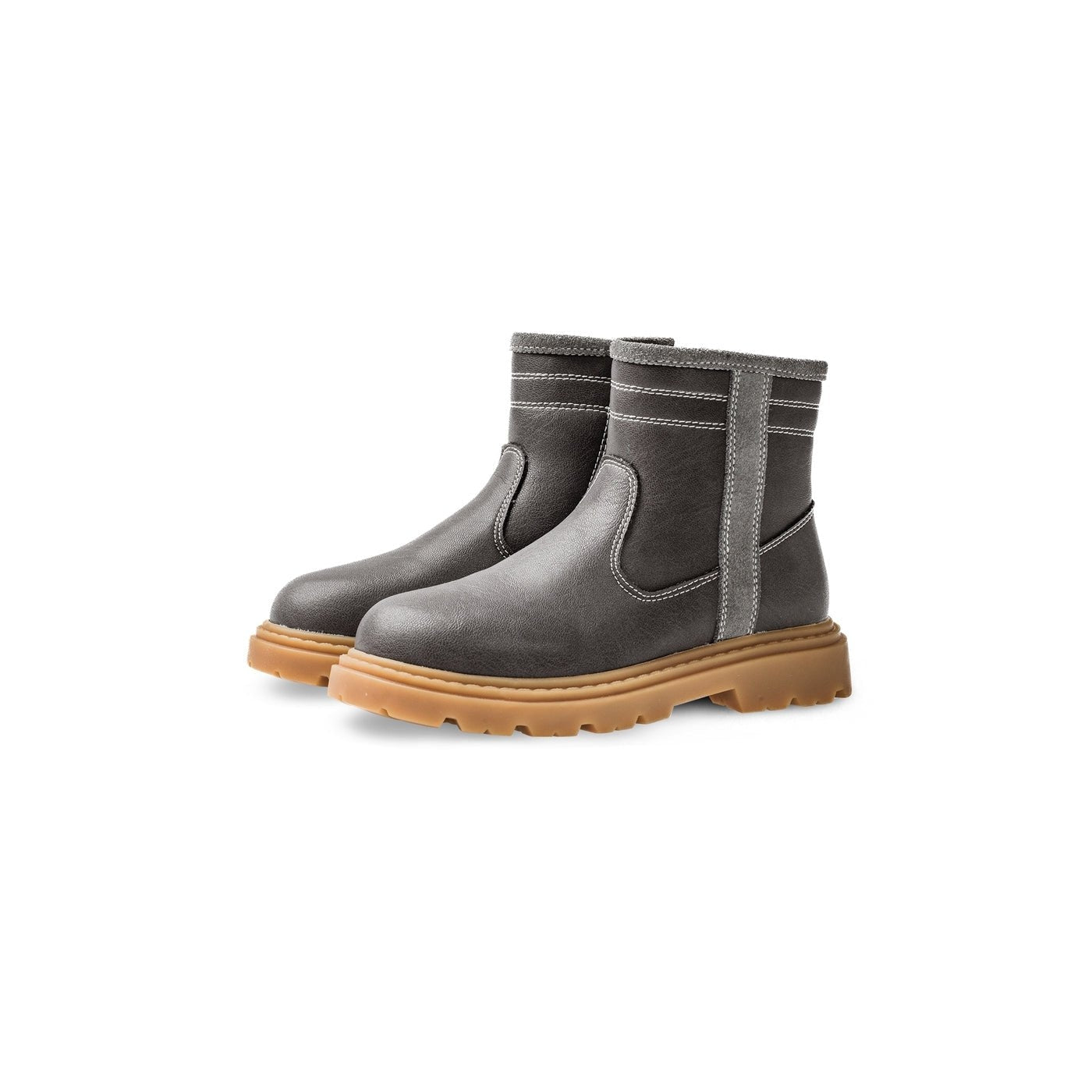 Trim Line Side Zip Anti-slip Kids Charcoal Casual Boots - 0cm