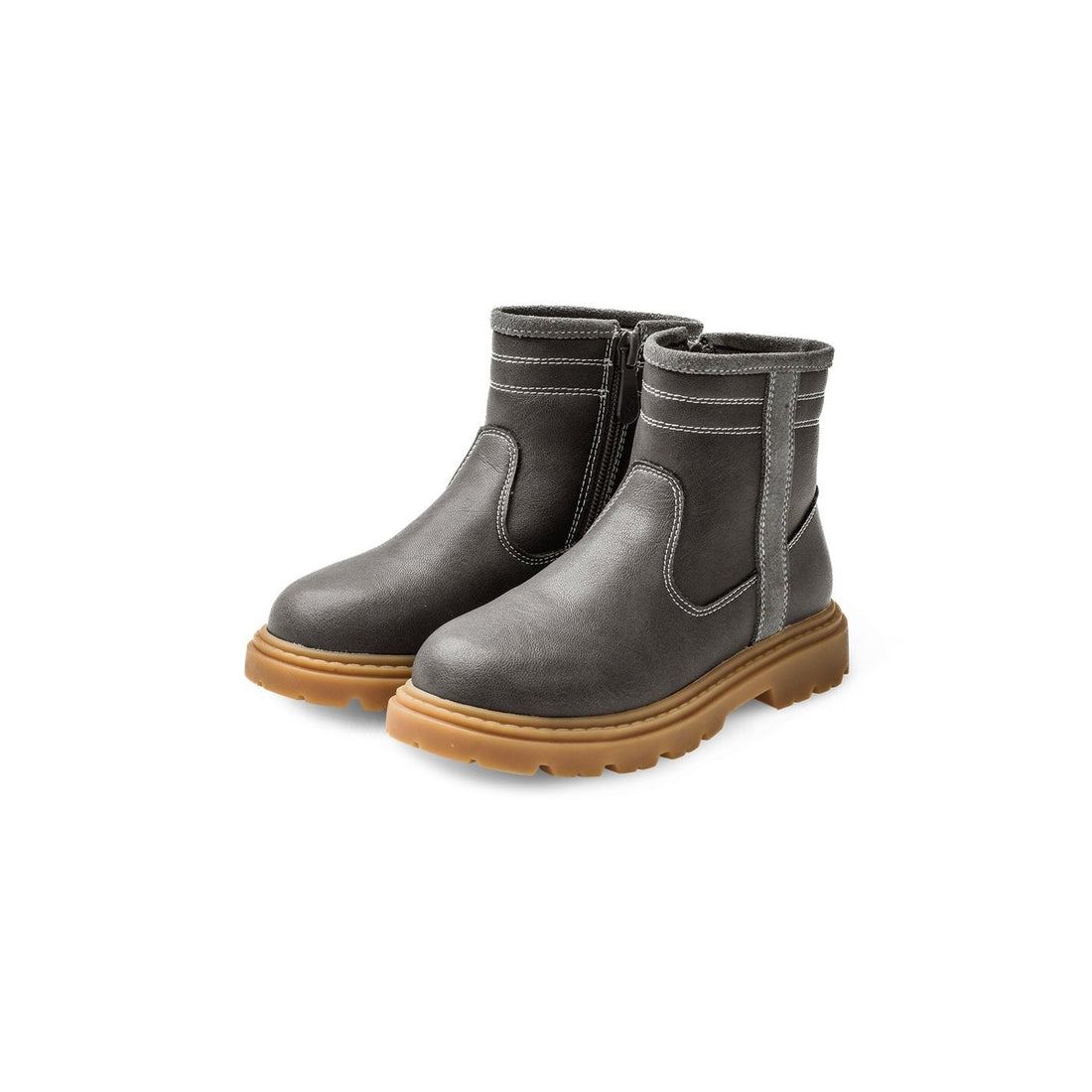 Trim Line Side Zip Anti-slip Kids Charcoal Casual Boots - 0cm