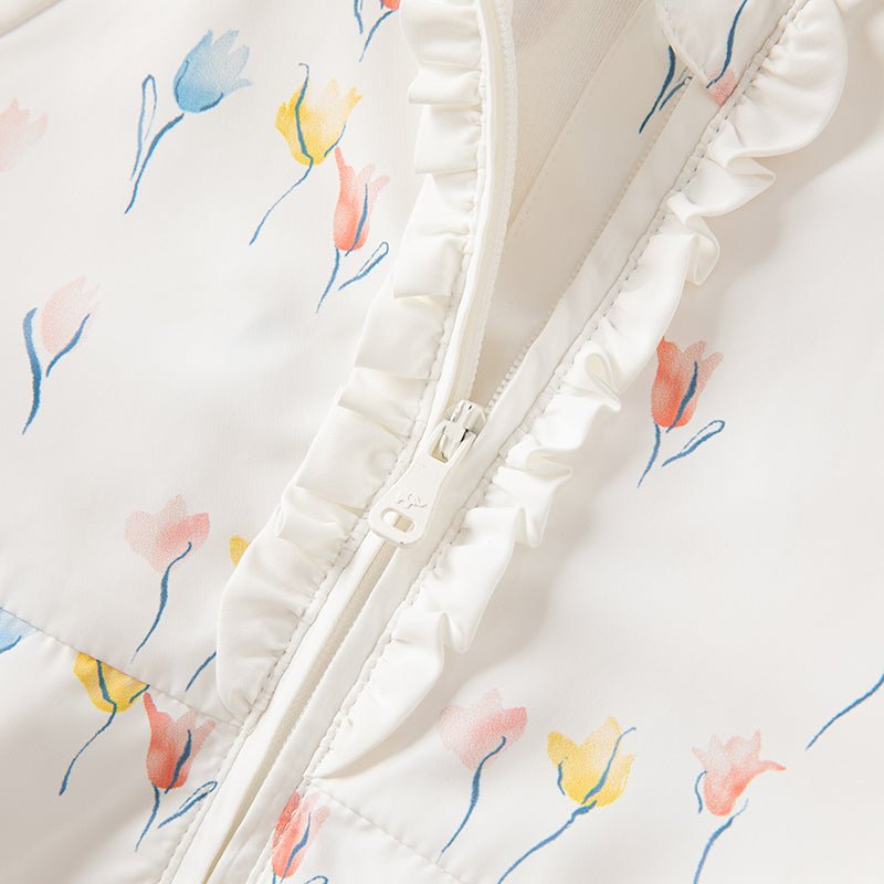 Tulip Garden Baby Girl White Hooded Jacket   0cm