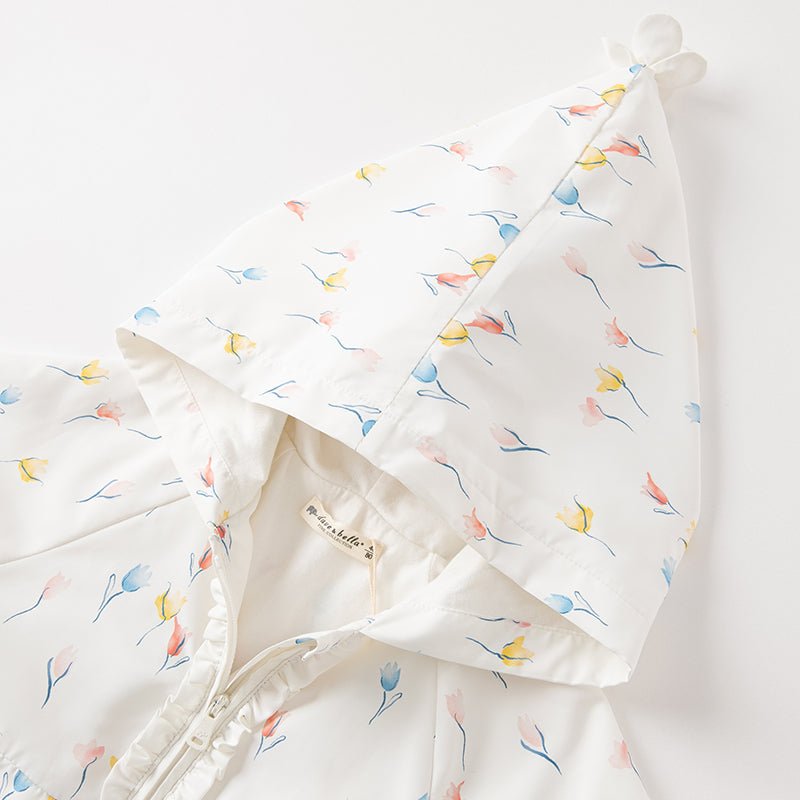 Tulip Garden Baby Girl White Hooded Jacket   0cm