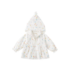 Tulip Garden Baby Girl White Hooded Jacket