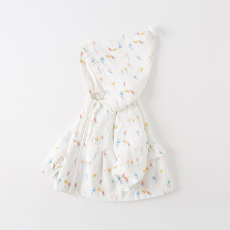Tulip Garden Baby Girl White Hooded Jacket   0cm