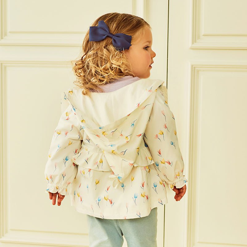 Tulip Garden Baby Girl White Hooded Jacket   0cm