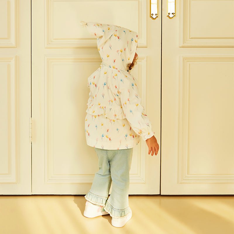 Tulip Garden Baby Girl White Hooded Jacket   0cm