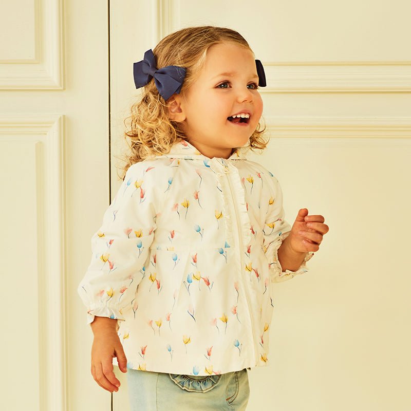 Tulip Garden Baby Girl White Hooded Jacket   0cm