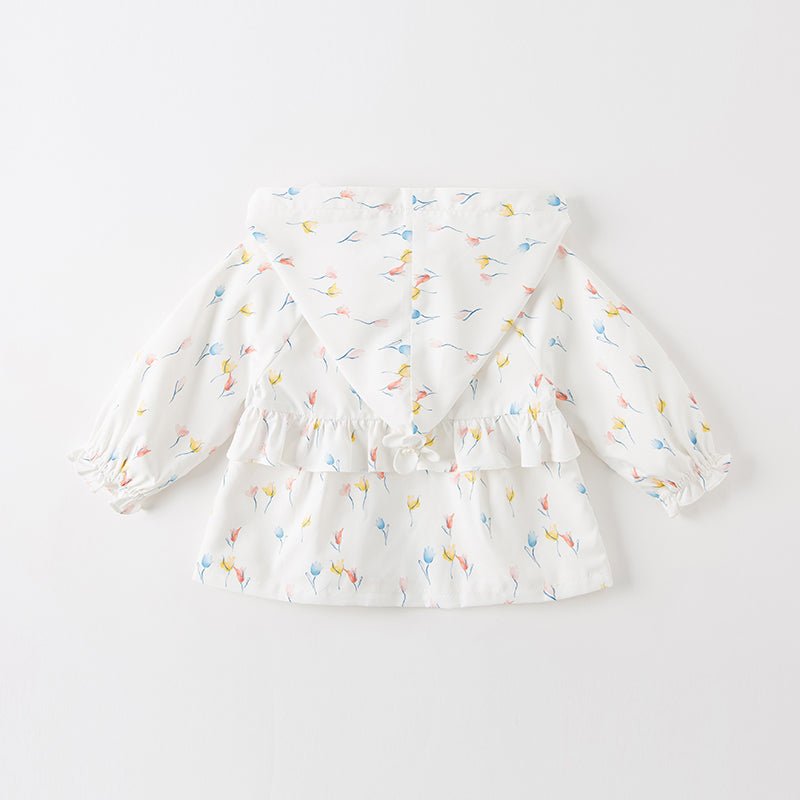 Tulip Garden Baby Girl White Hooded Jacket   0cm