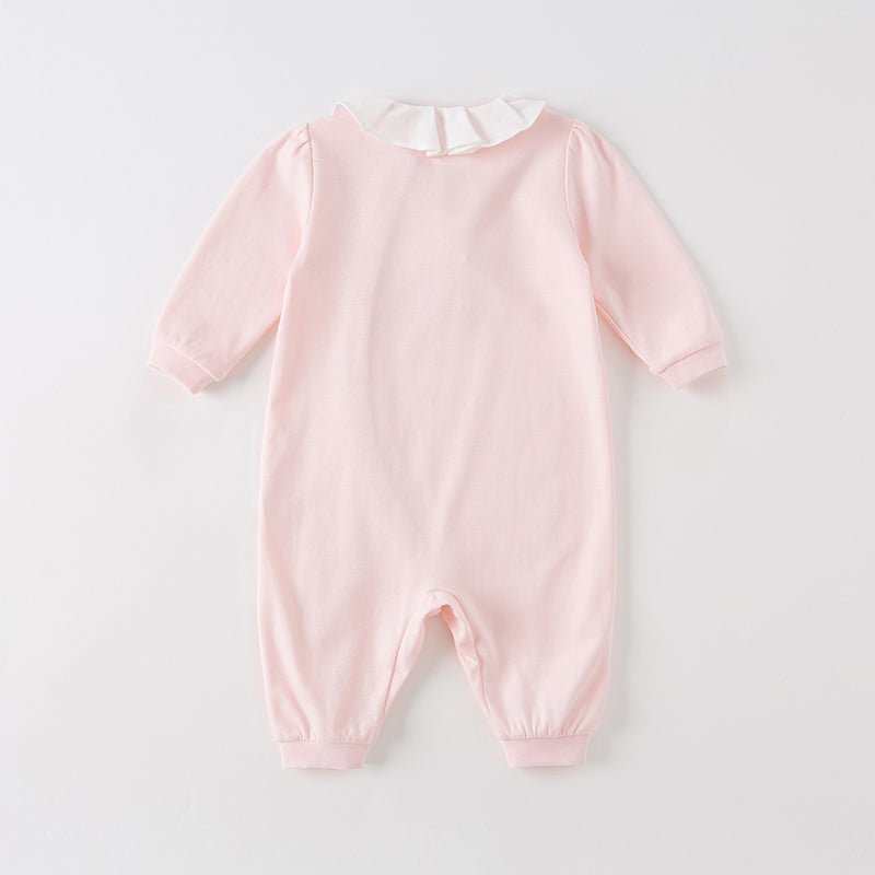 Tulle Flower Embroidery Girl Snap All through Pink Romper   0cm