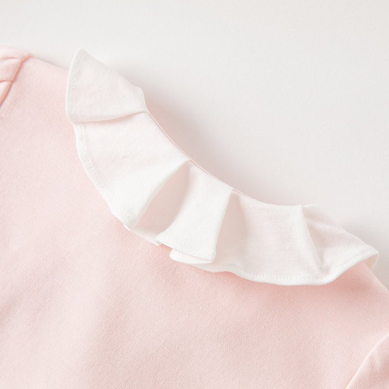 Tulle Flower Embroidery Girl Snap All through Pink Romper   0cm