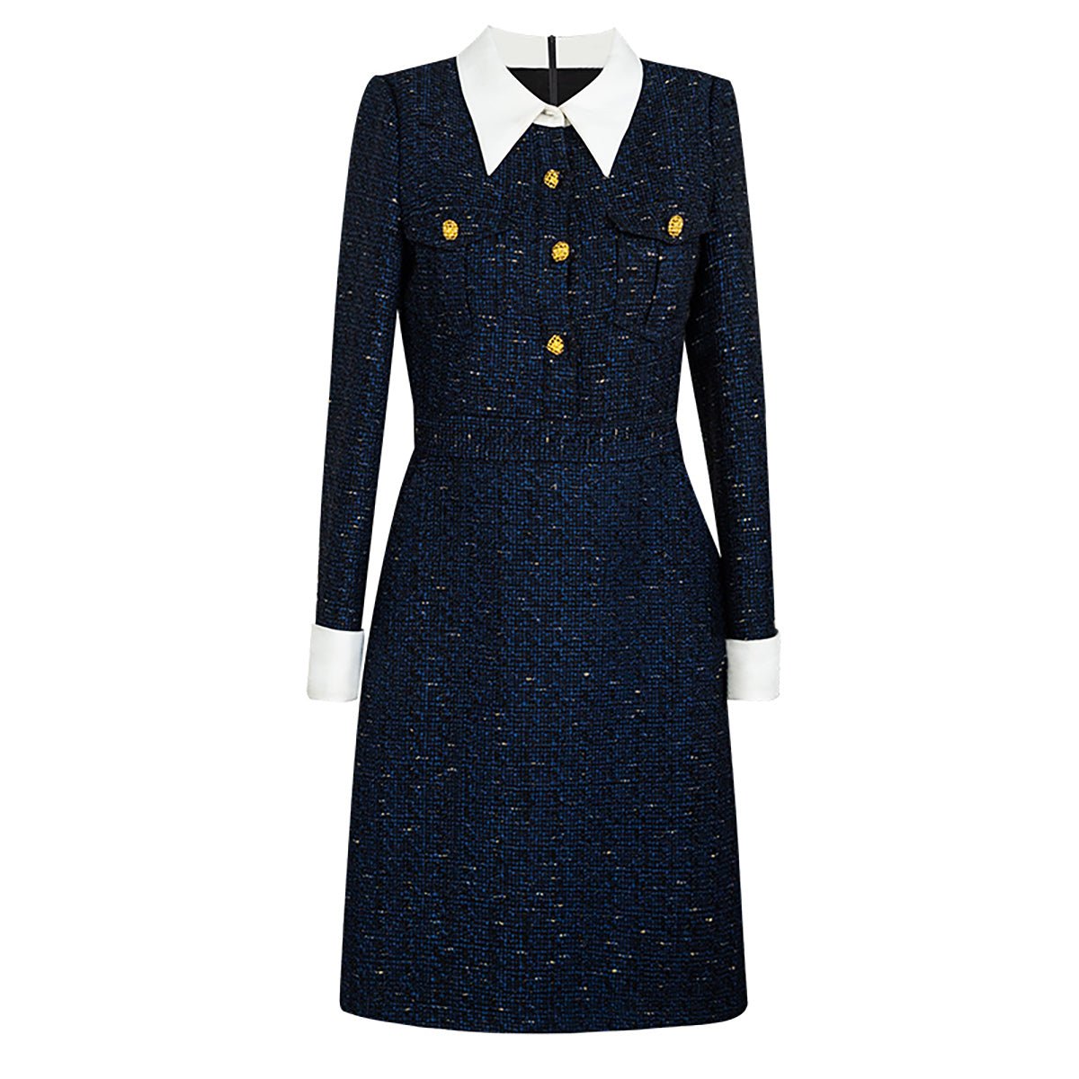 Tweed Knee-Length Navy Dress - 0cm