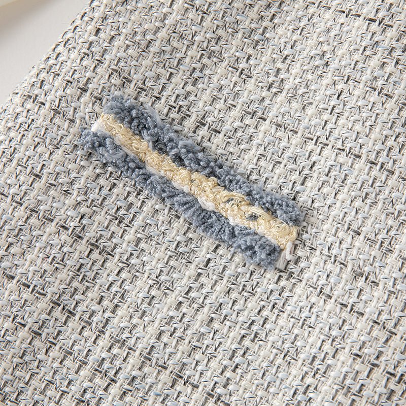 Tweed Panel Ruffled Fake Two piece Girl Grey Dress   0cm