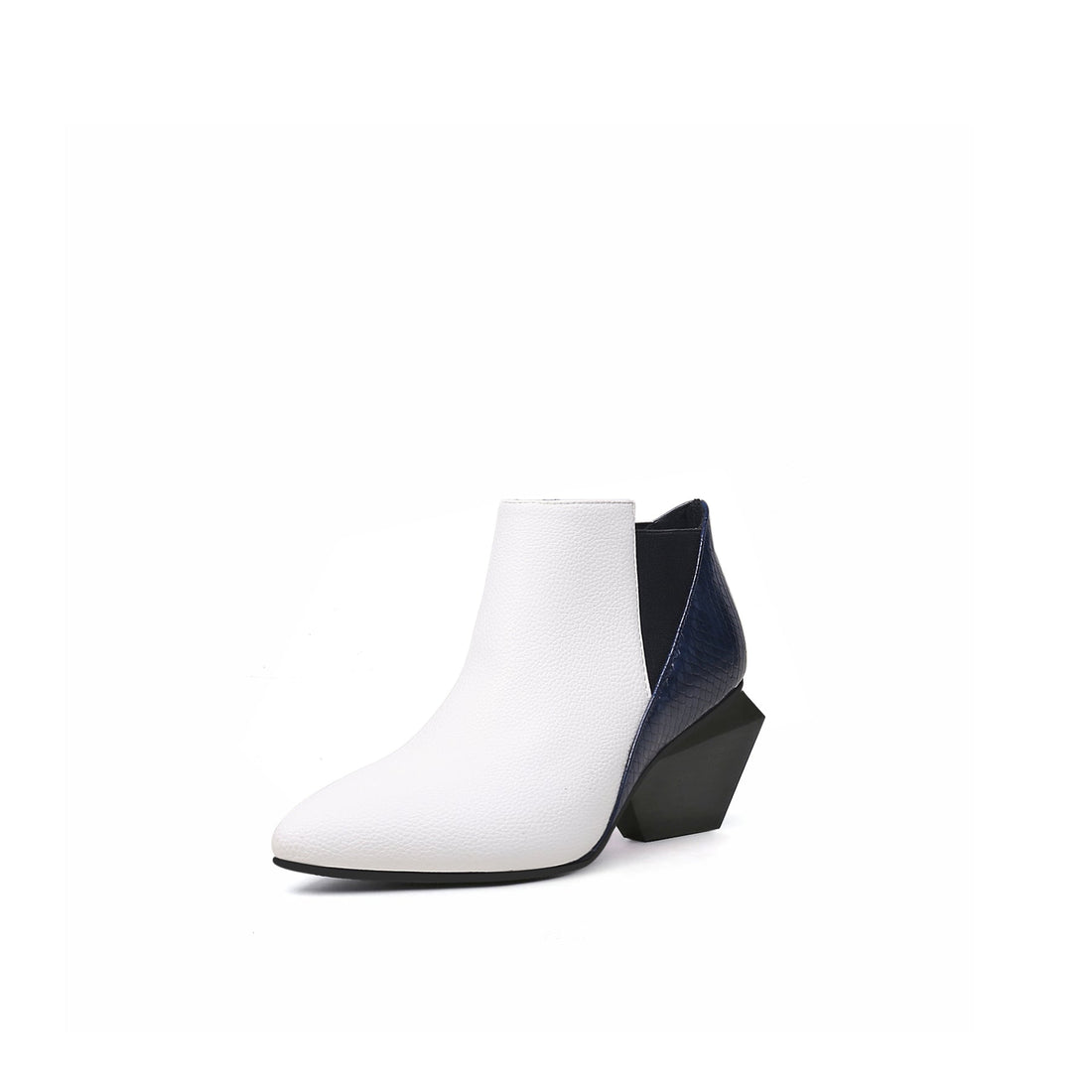 Twist Block Heel White Boots - 0cm