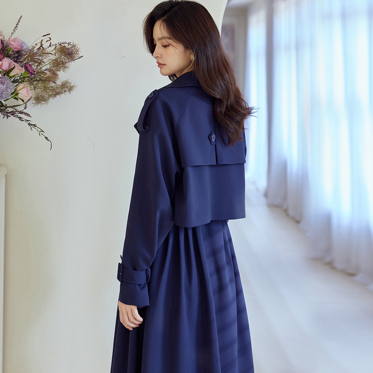 Two-piece set of Navy Dress with Matching Coat - 0cm
