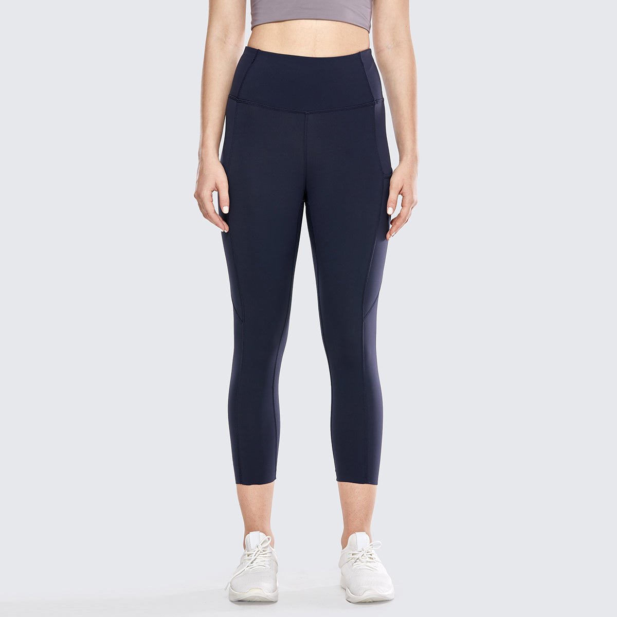 Ultra Comfort High Waist Navy Capris Workout Leggings   0cm