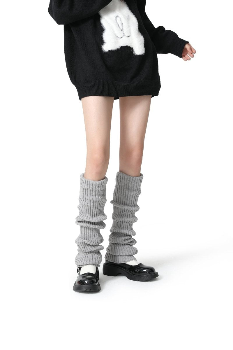 Urban Chic Women Grey Knitted Leg Warmers - 0cm