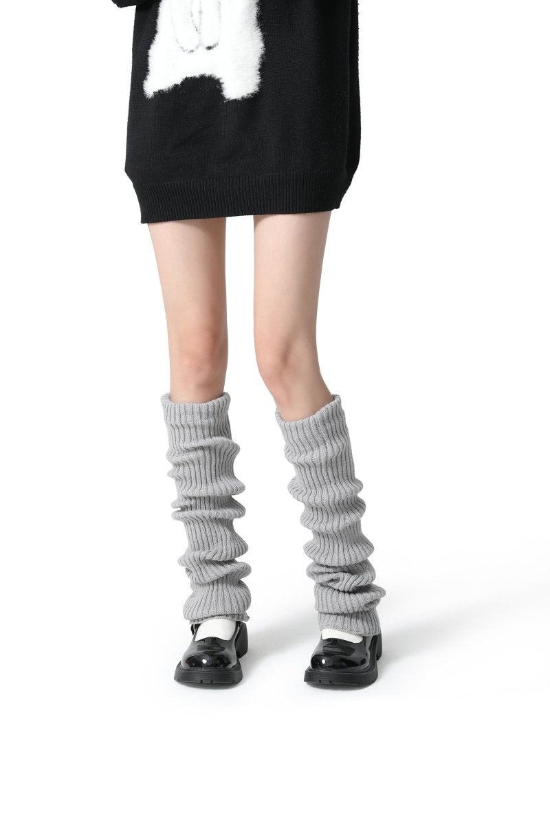 Urban Chic Women Grey Knitted Leg Warmers - 0cm