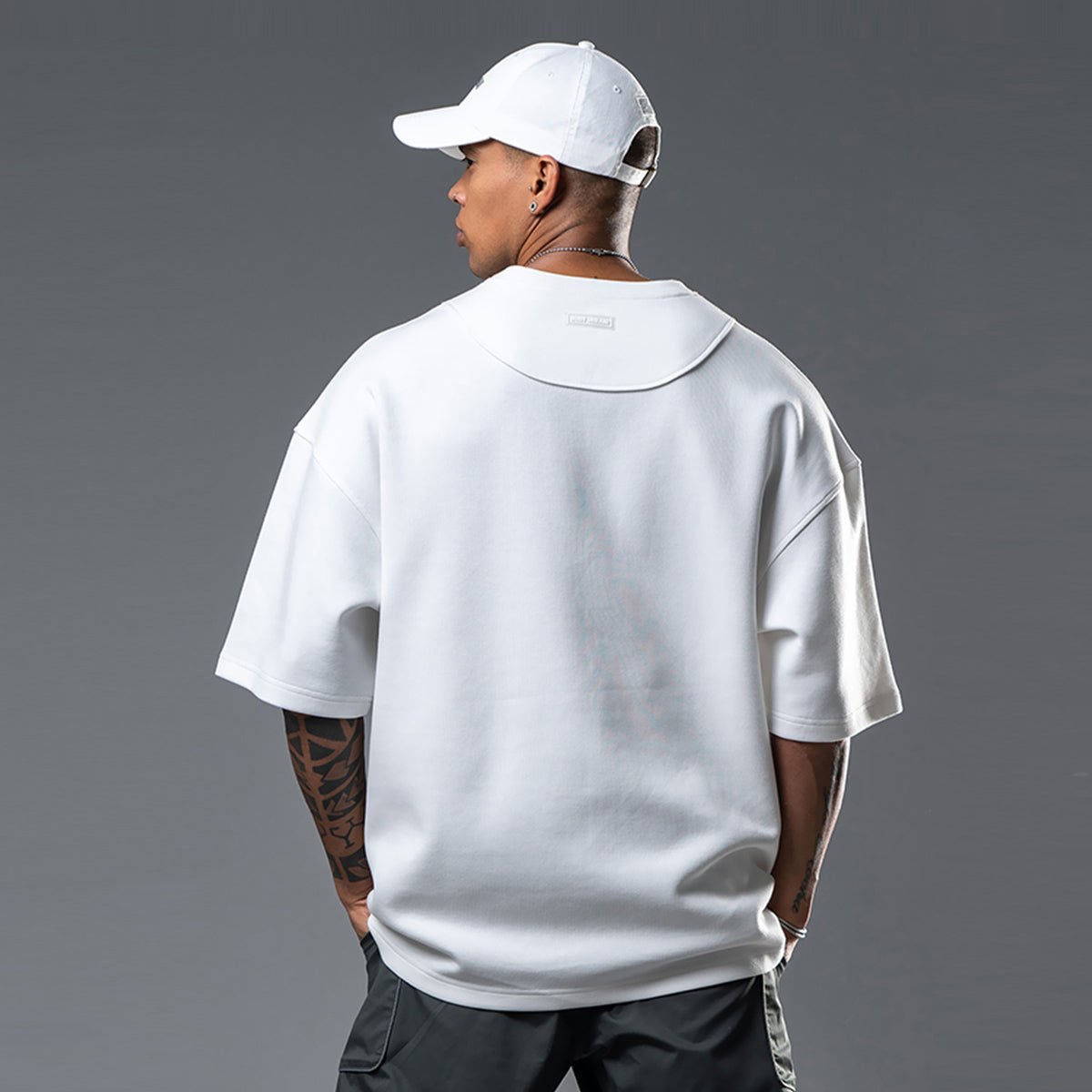 Urban Oversized Wide Batwing White Tee   0cm