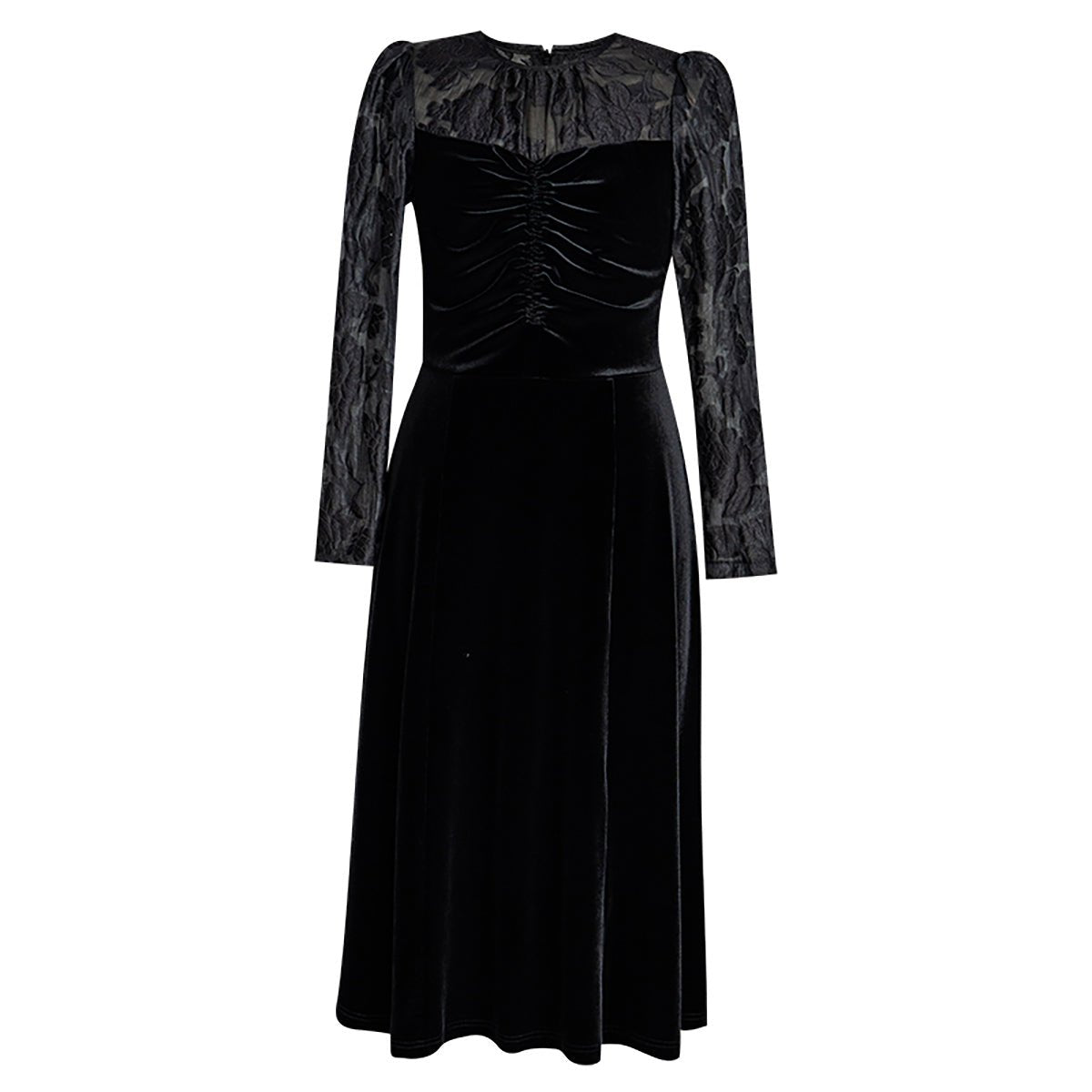 Velvet Evening Black Midi Dress - 0cm