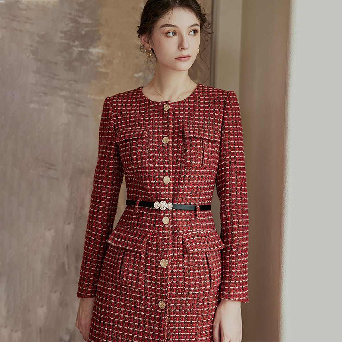 Versatile Red Pencil Cut Dress   0cm