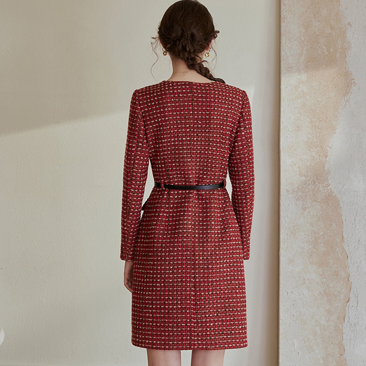 Versatile Red Pencil Cut Dress   0cm