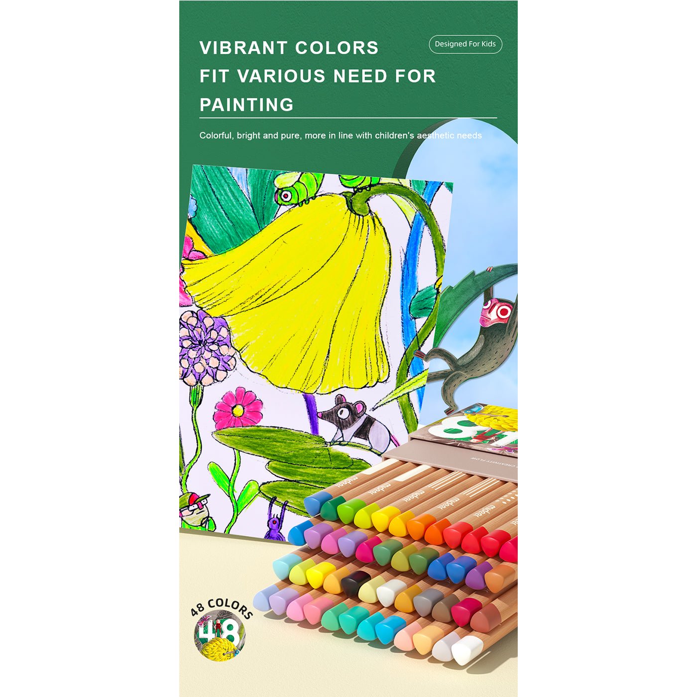 Vibrant Colored Pencil 48 Colors - 0cm