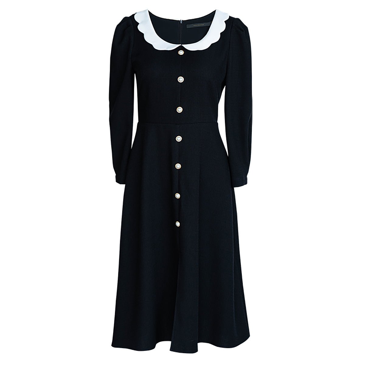 Vintage Pearl Detail Black A Line Dress   0cm