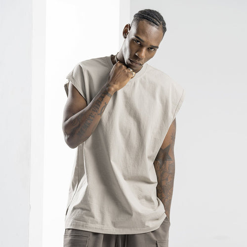 Warm Up Sleeveless Khaki Active Tank Top   0cm