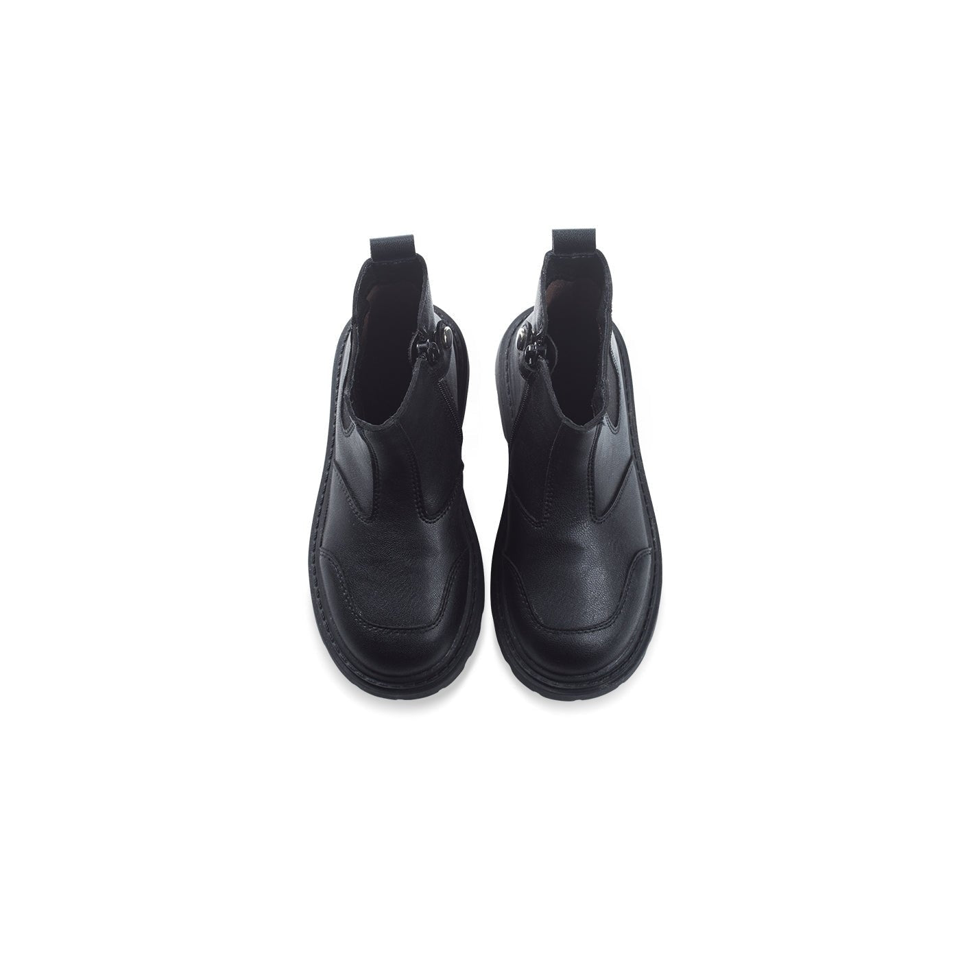 Warm Wrap Side Zip Breathable Anti-slip Kids Black Chelsea Boots - 0cm