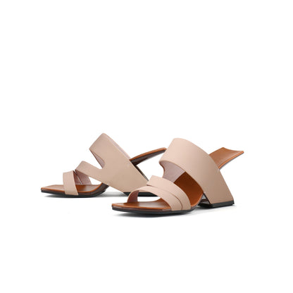 Wave Hollow Heel Apricot Mules - 0cm
