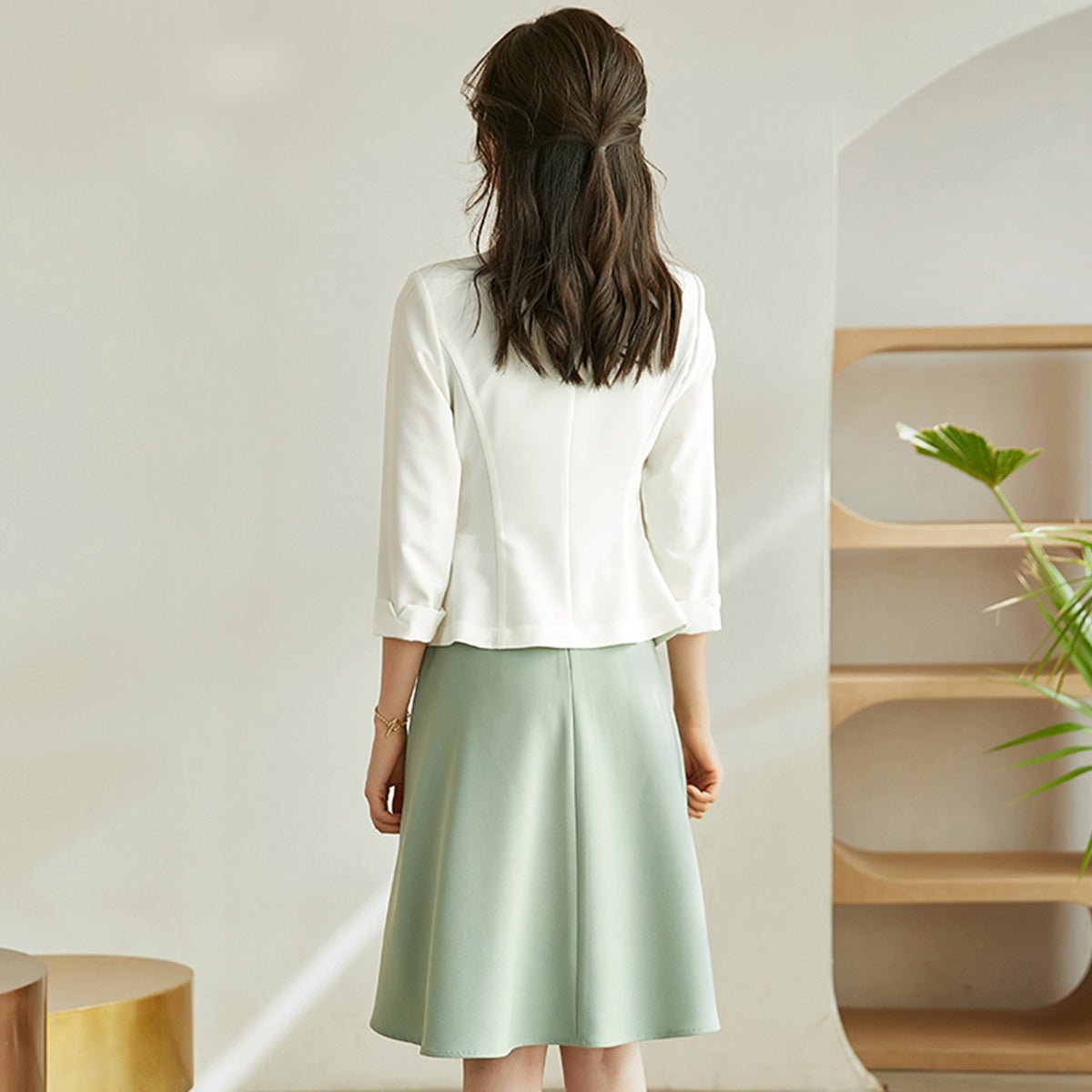 White Shawl Collar Blazer   0cm