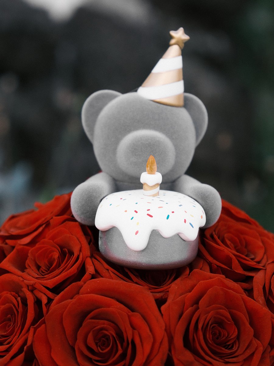 "Wishing You a Happy Birthday" Eternal Roses Teddy Bear Vase   0cm