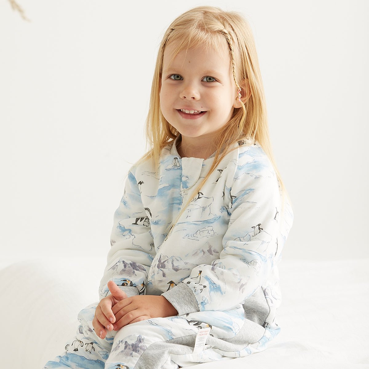 Wonderful Glacier Long Sleeve Kids Blue One Piece Pyjama   0cm