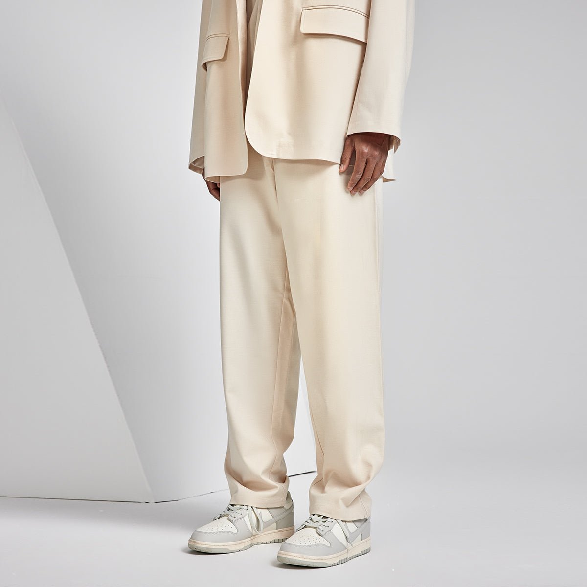 Wool blend Wide Fit Pleated Apricot Smart Pants   0cm