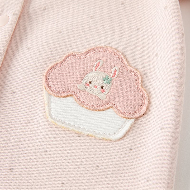 Yummy Cupcake Removable Bib Collar Unisex Pink Romper   0cm