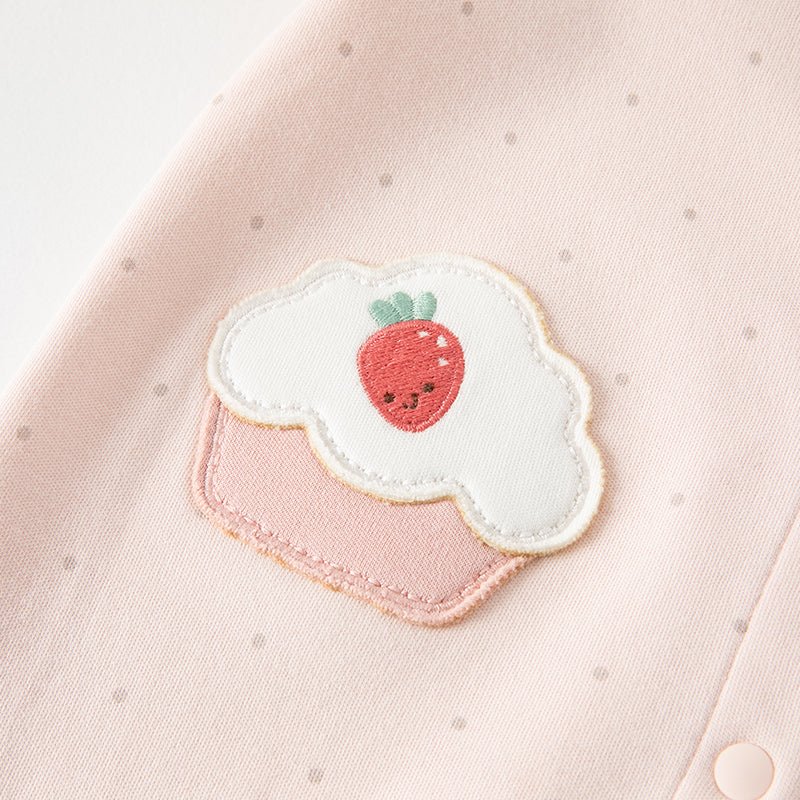 Yummy Cupcake Removable Bib Collar Unisex Pink Romper   0cm