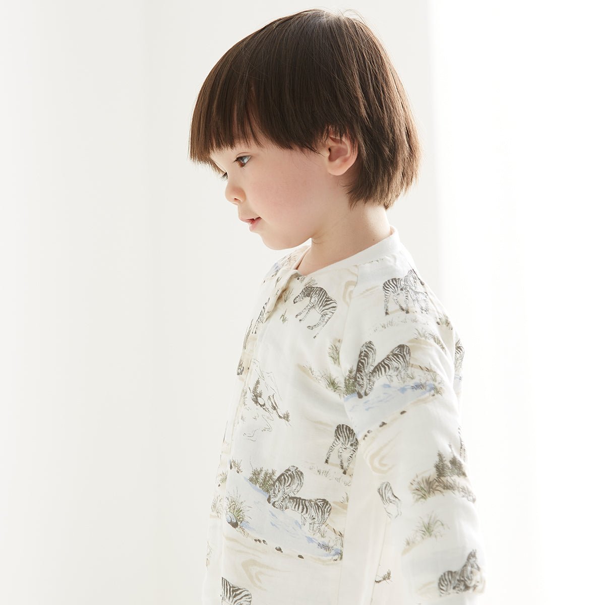 Zebra Field Long Sleeve Kids White One Piece Pyjama   0cm