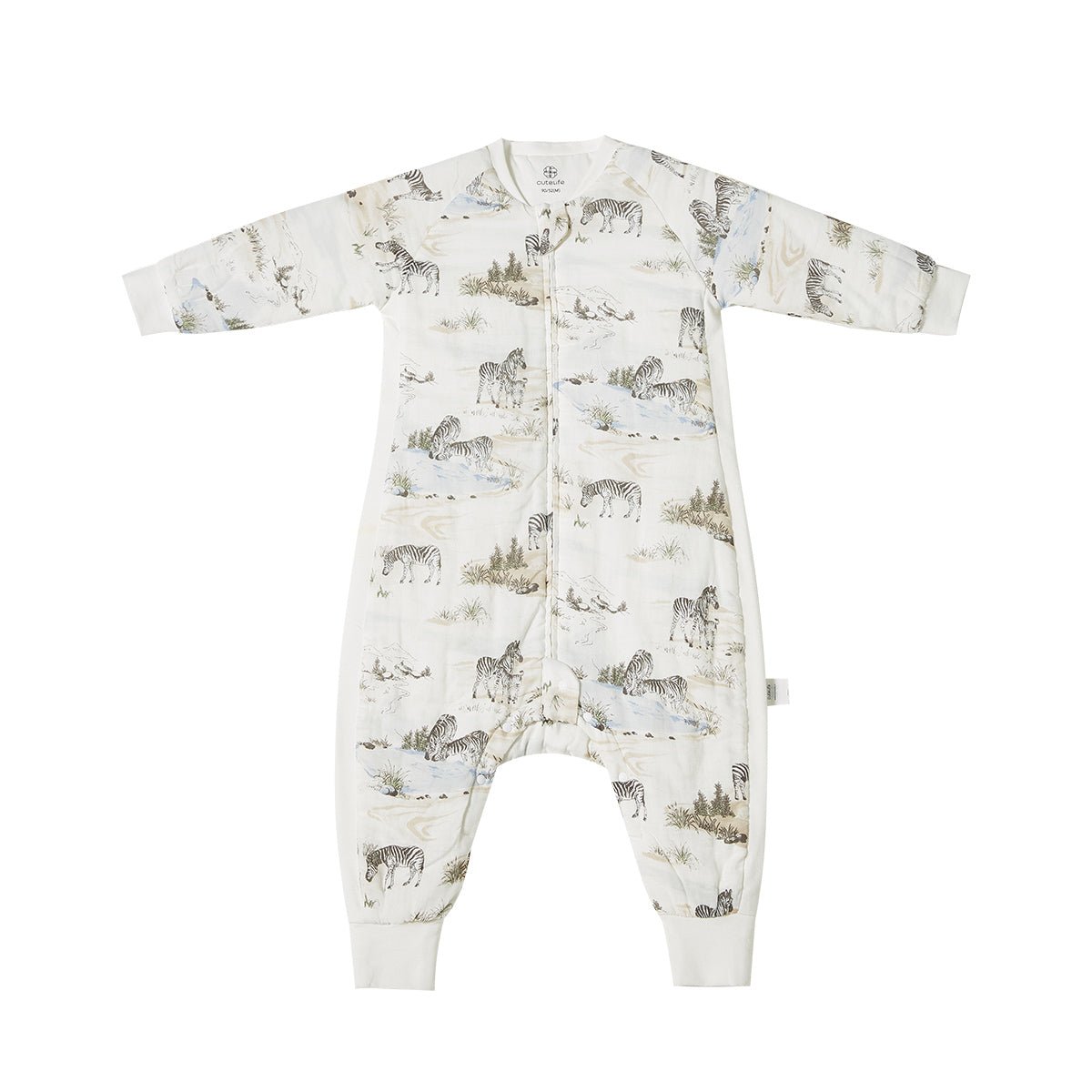 Zebra Field Long Sleeve Kids White One Piece Pyjama   0cm