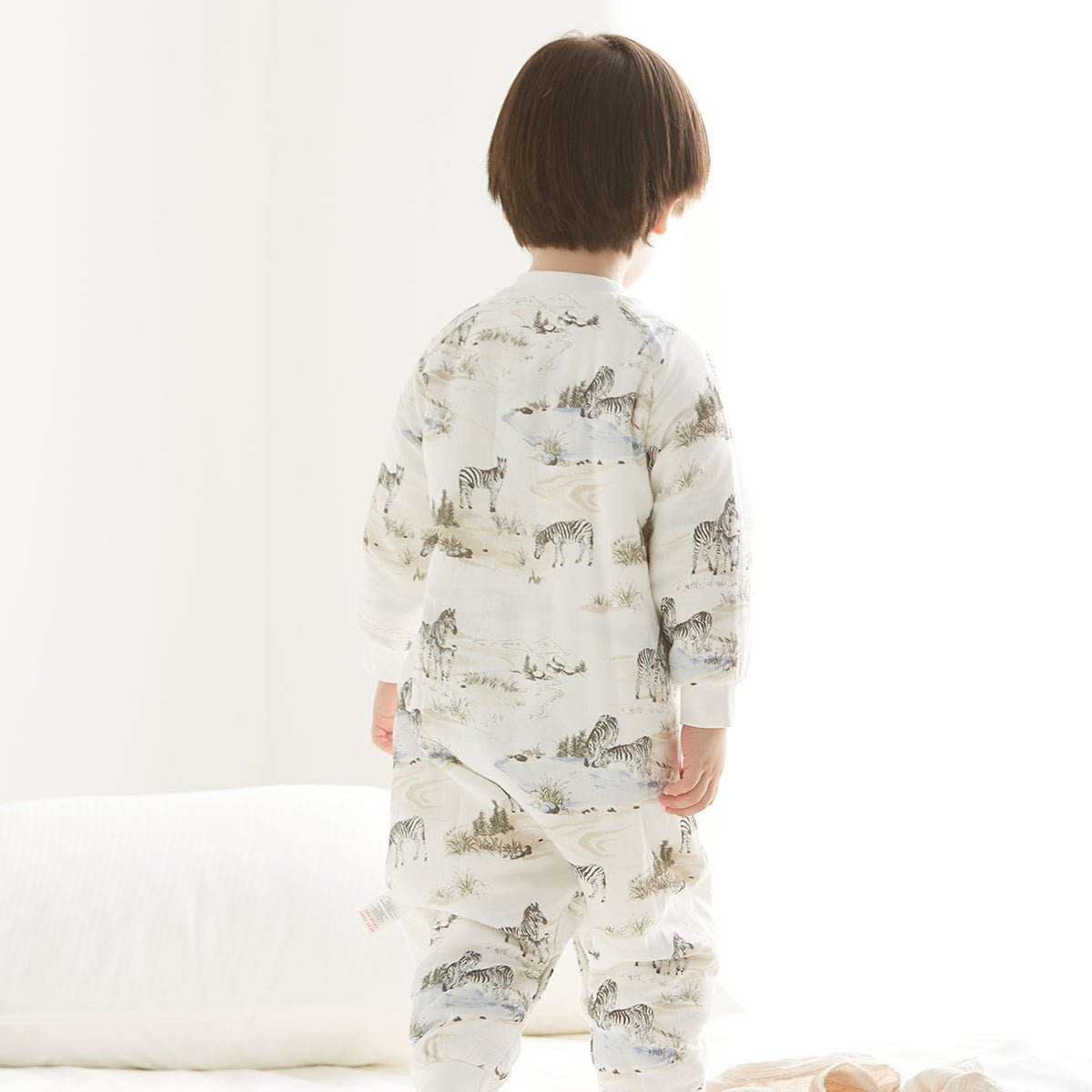 Zebra Field Long Sleeve Kids White One Piece Pyjama   0cm